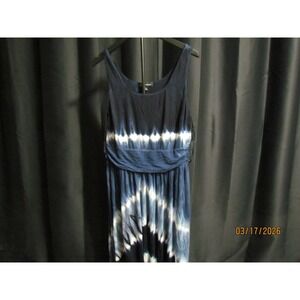 Navy Blue‎ Tie Dye Sleeveless Maxi Dress with Smocked Waistband NWT
